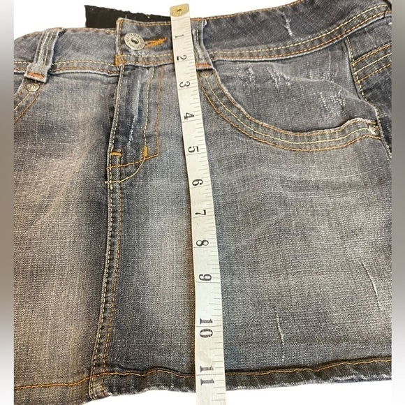 Paris Blue Distressed Ultra Mini Skirt Size 7 - Picture 11 of 13